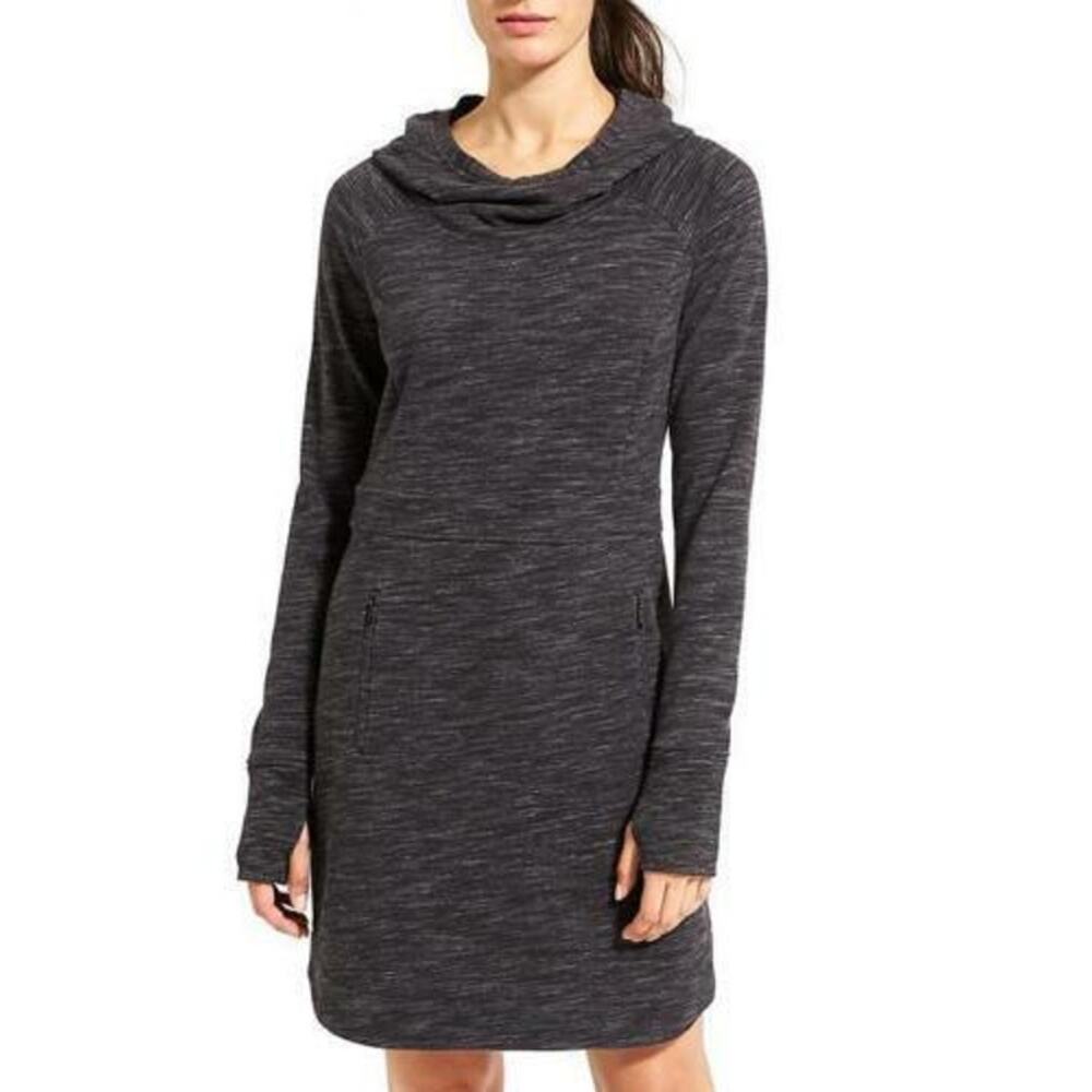 Athleta Womens Dress Size Small Power Down Hooded Black Heather Gray